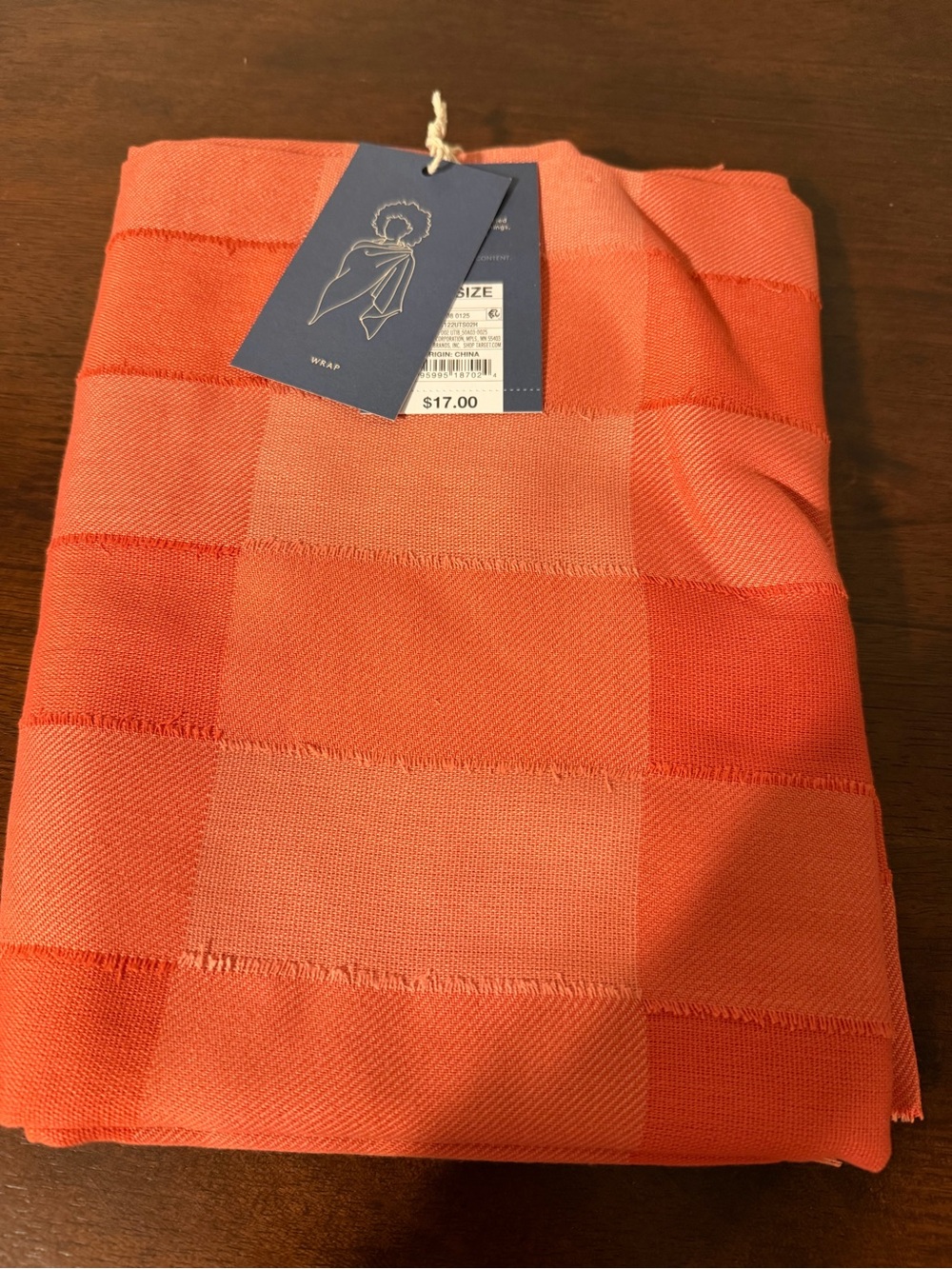 Universal threads wrap, shawl, scarf, Coral color